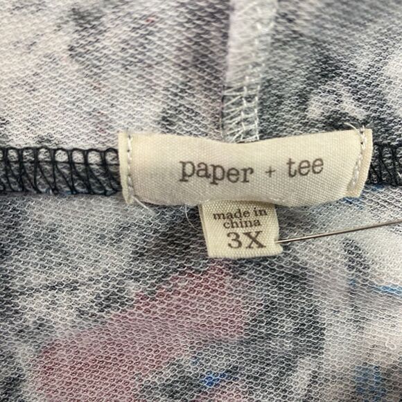 PAPER + TEE Graffiti Hoodie Pullover Long Sleeves Sweatshirt Streetwear Women 3X - Picture 4 of 11